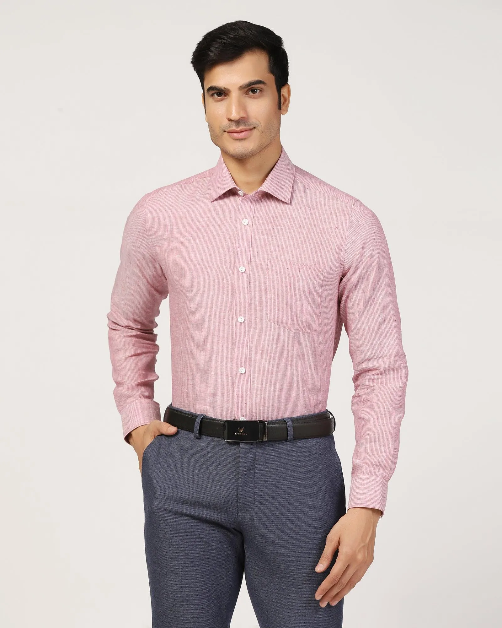 Linen Formal Pink Stripe Shirt - Andres