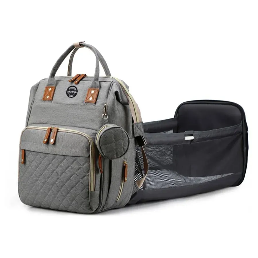 Little Story Diaper Bag with Pacifier Pouch (Grey)