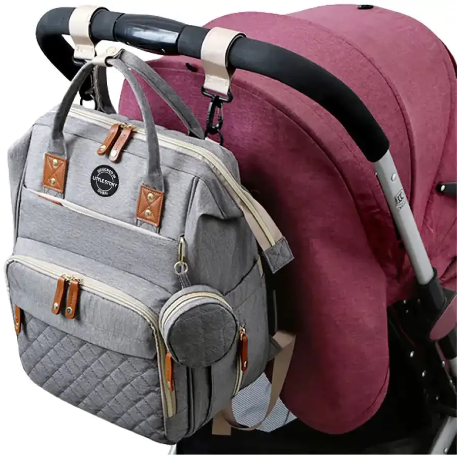 Little Story Diaper Bag with Pacifier Pouch (Grey)