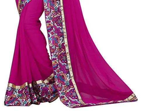 Livie Women's Georgette Sarees Party Wear/Fancy Georgette Sarees/Printed Georgette Sarees - Magenta