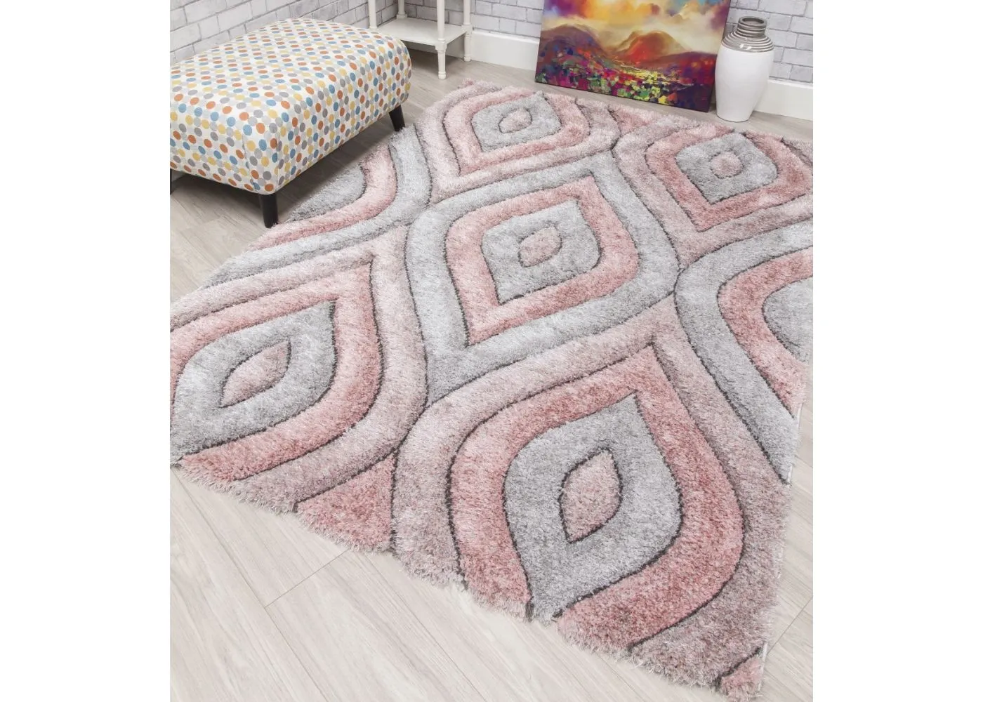 Luxus Teardrop Pink Rug Range by Floor Trends