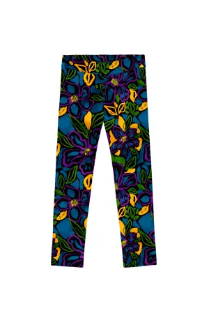 Mauritius Lucy Blue Floral Print School Casual Sporty Leggings - Girls