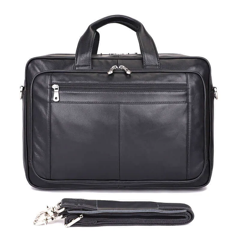 Men's Large Capacity Leather Laptop Bag – Ideal for Business Travel