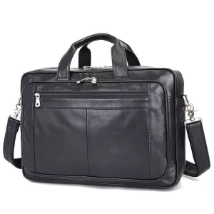 Men's Large Capacity Leather Laptop Bag – Ideal for Business Travel