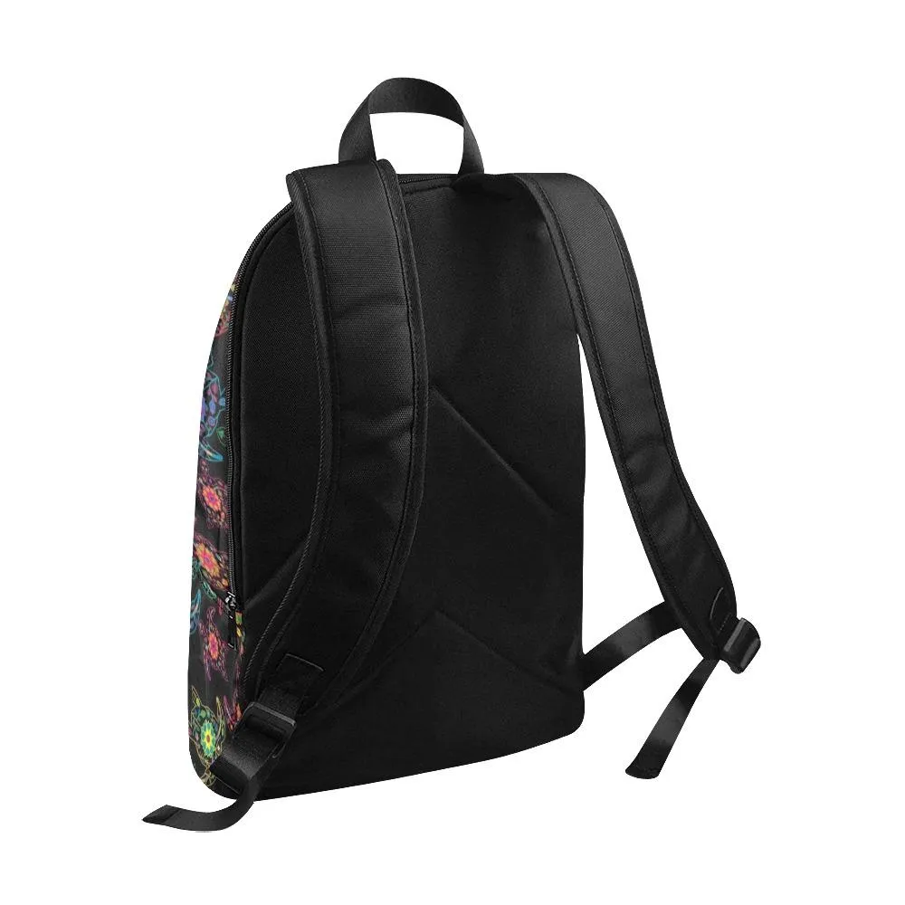 Neon Floral Turtles Backpack for Adult