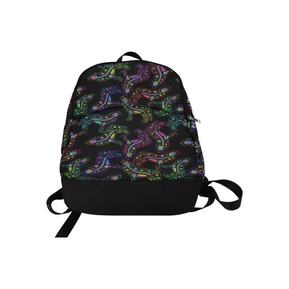 Neon Floral Wolves Backpack for Adult