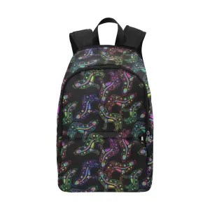 Neon Floral Wolves Backpack for Adult