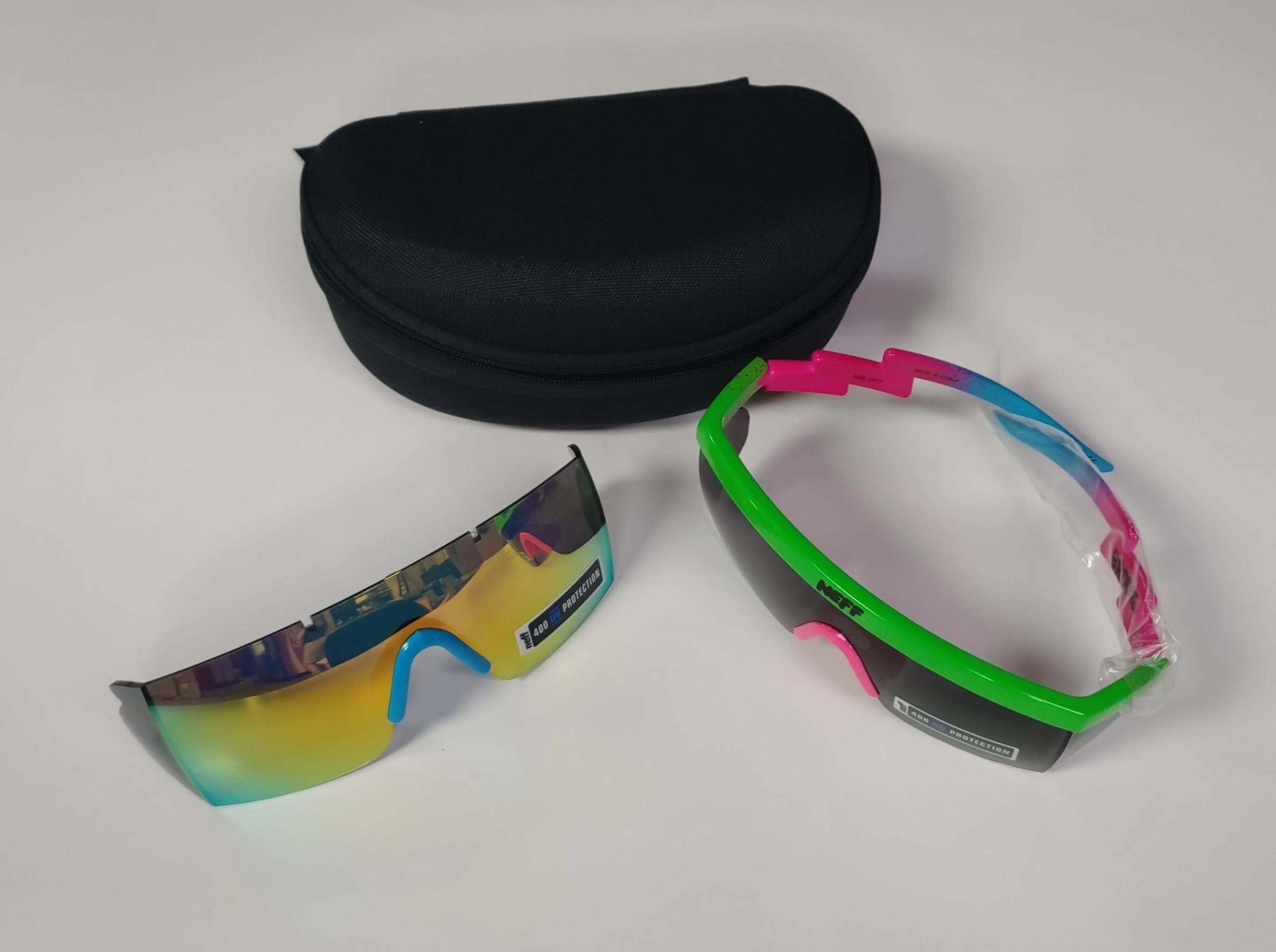 NEW Neff Brodie Pink/Blue/Green Sunglasses   pouch Msrp $50