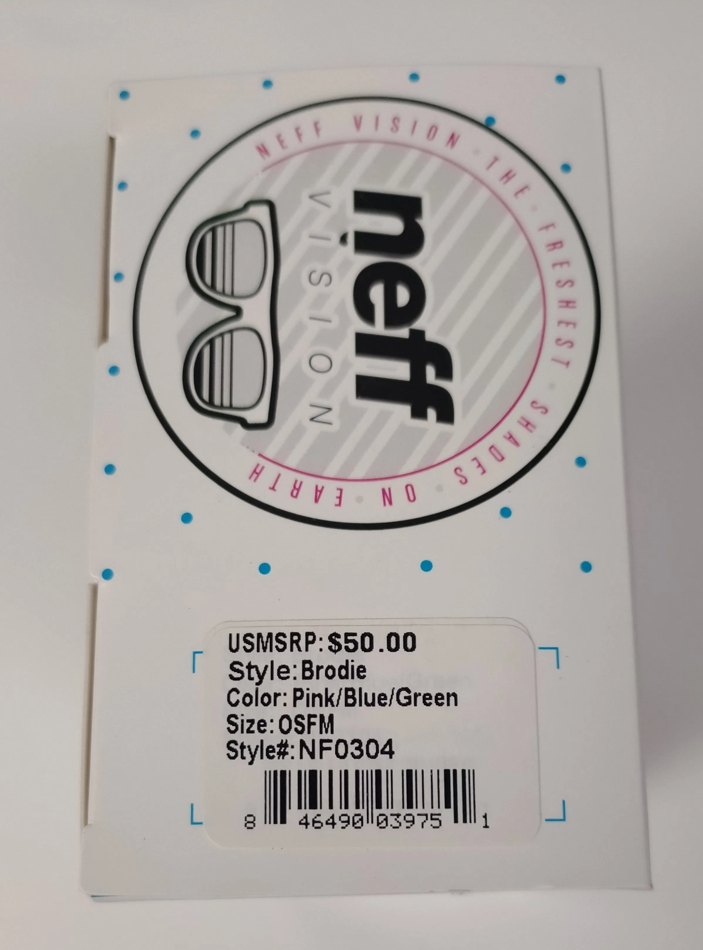 NEW Neff Brodie Pink/Blue/Green Sunglasses   pouch Msrp $50