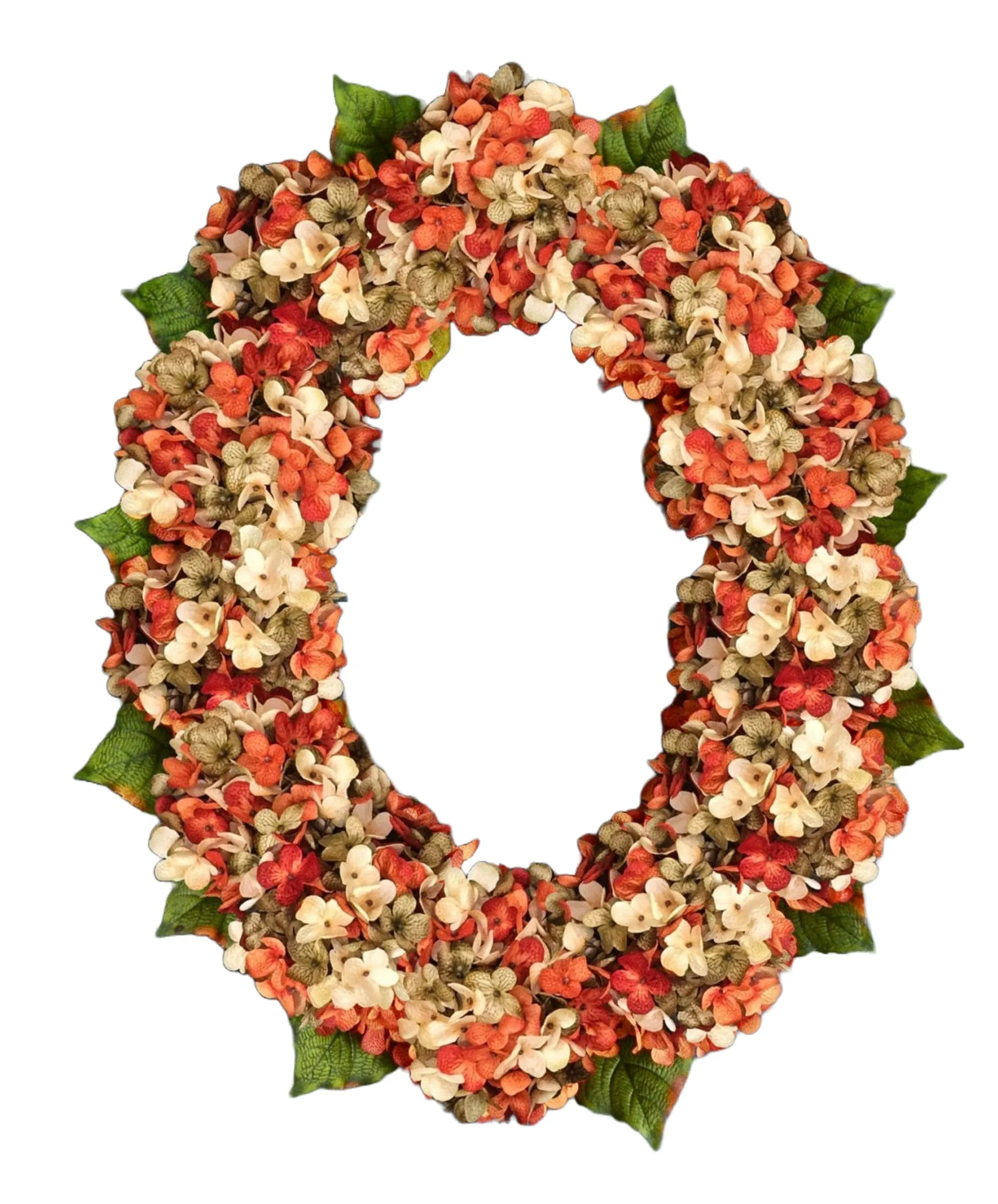 Oval Orange Hydrangea Wreath