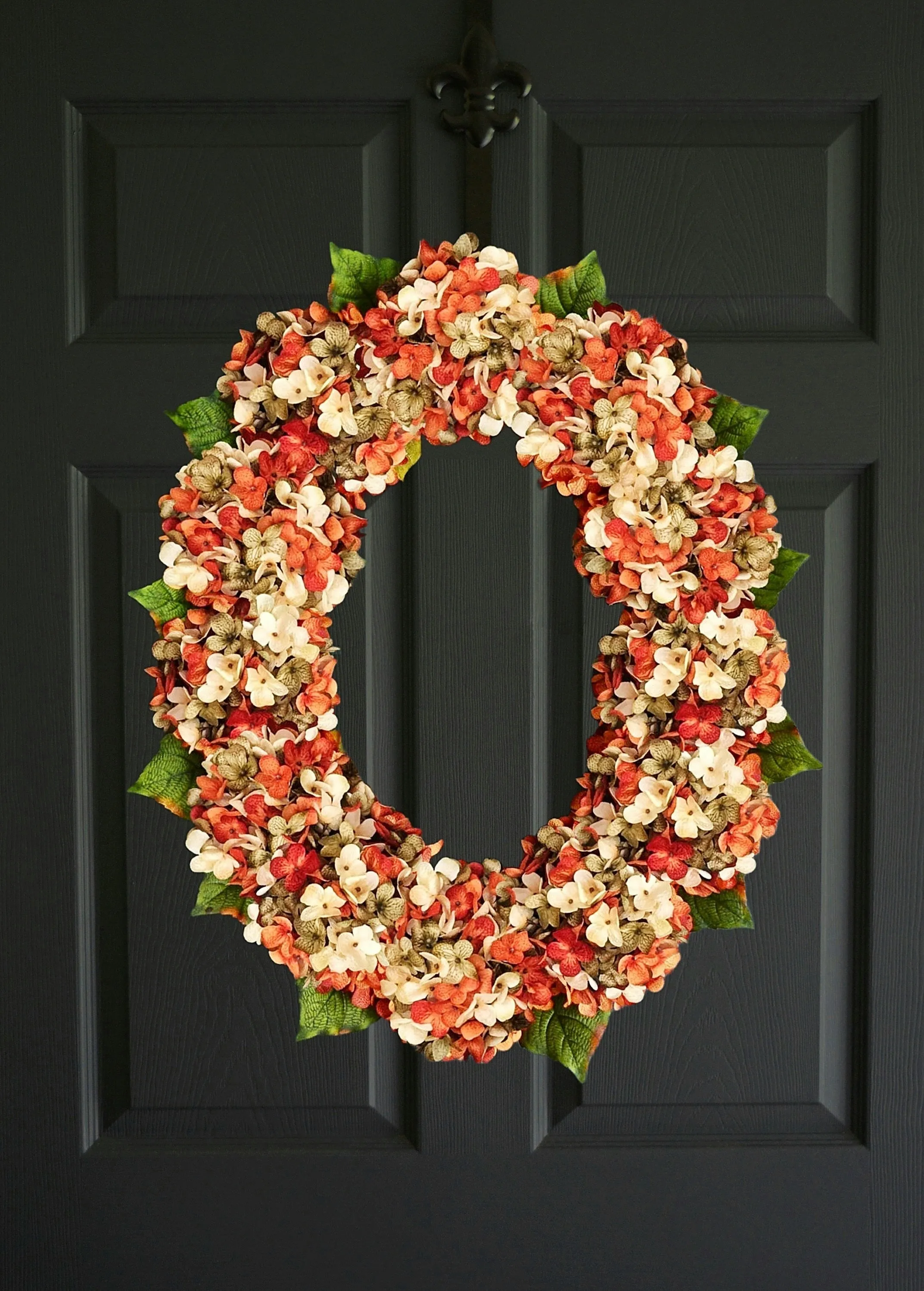 Oval Orange Hydrangea Wreath