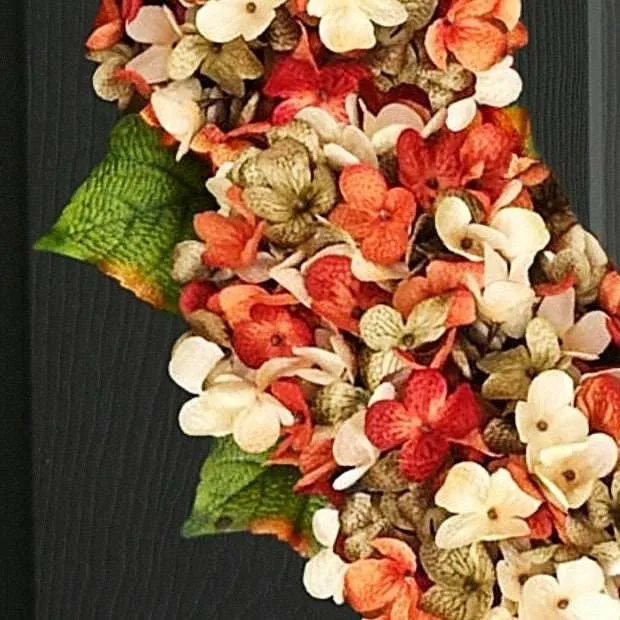 Oval Orange Hydrangea Wreath