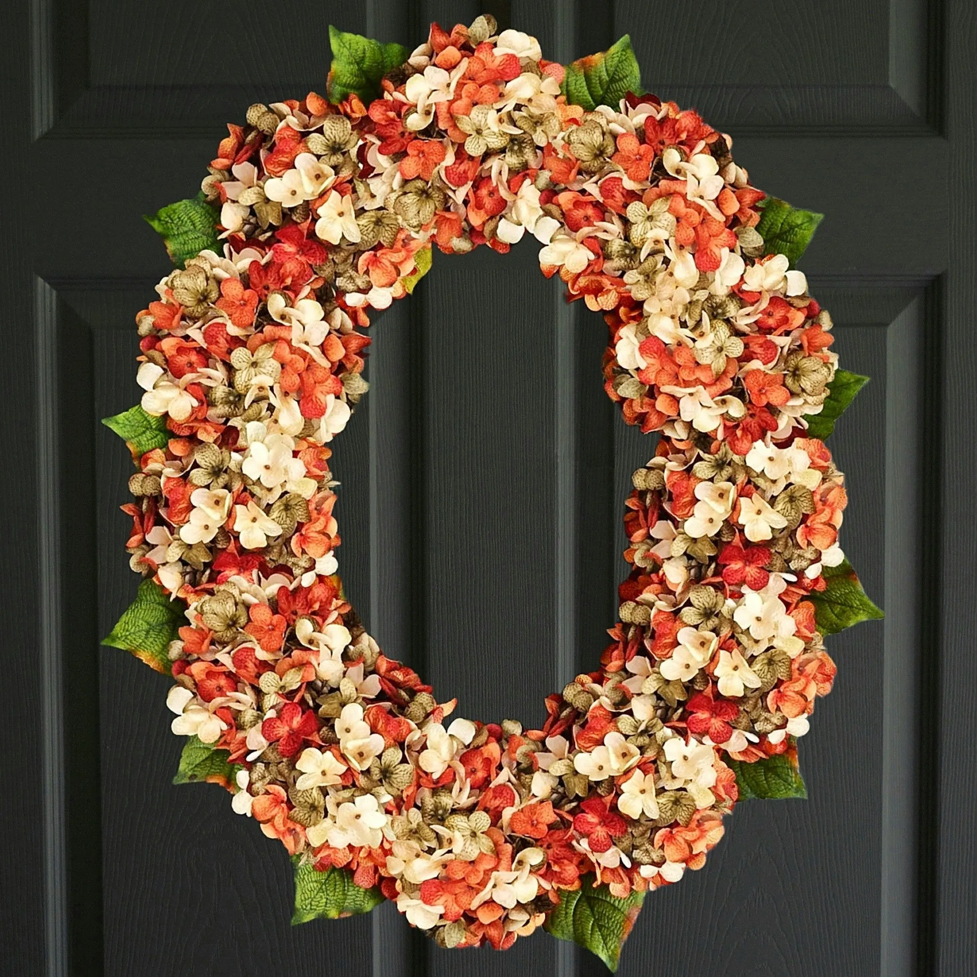 Oval Orange Hydrangea Wreath