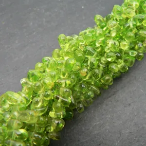 Peridot Side Drilled Drop Beads 15" Strand