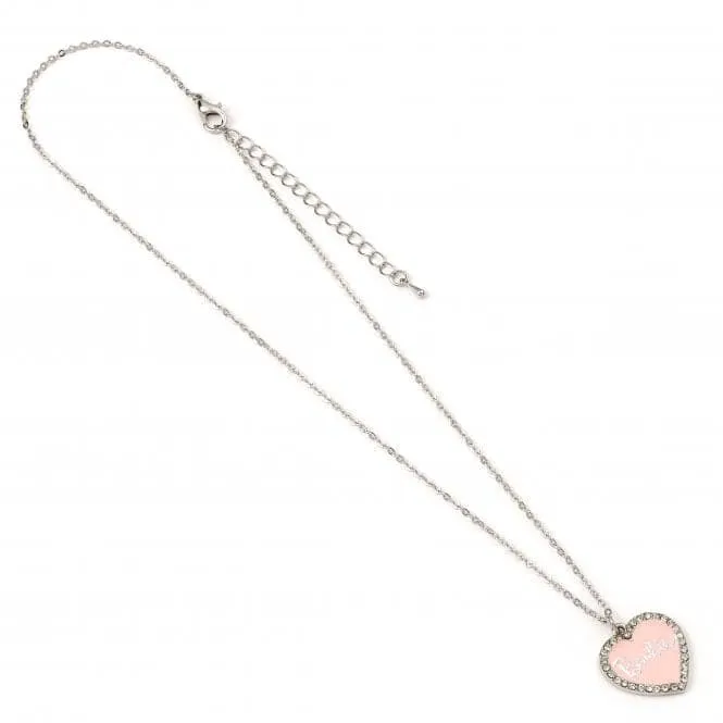 Pink Enamel Heart Pendant Crystal Necklace BMN00003