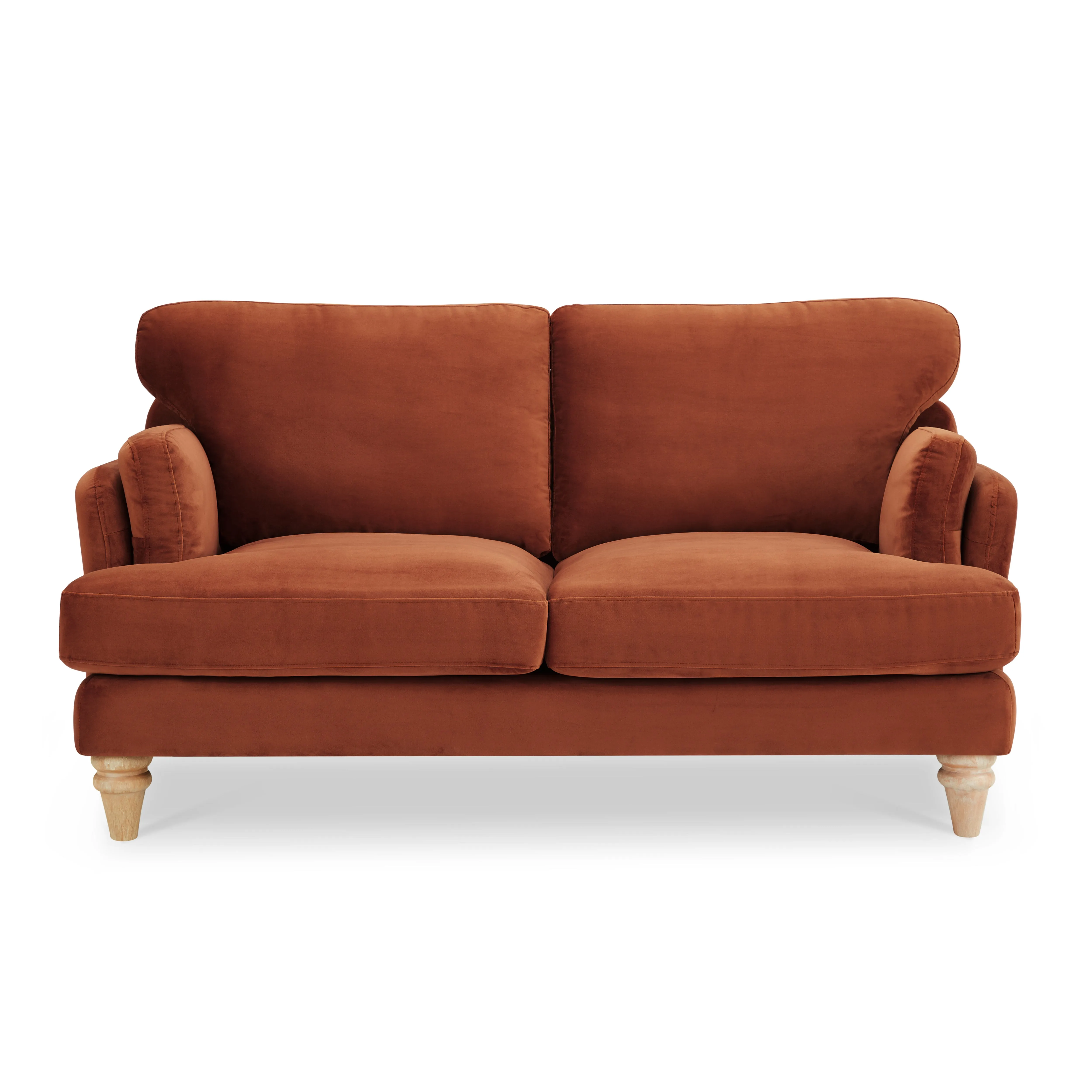 Regent 2 Seater Sofa, Luxury Burnt Orange Velvet