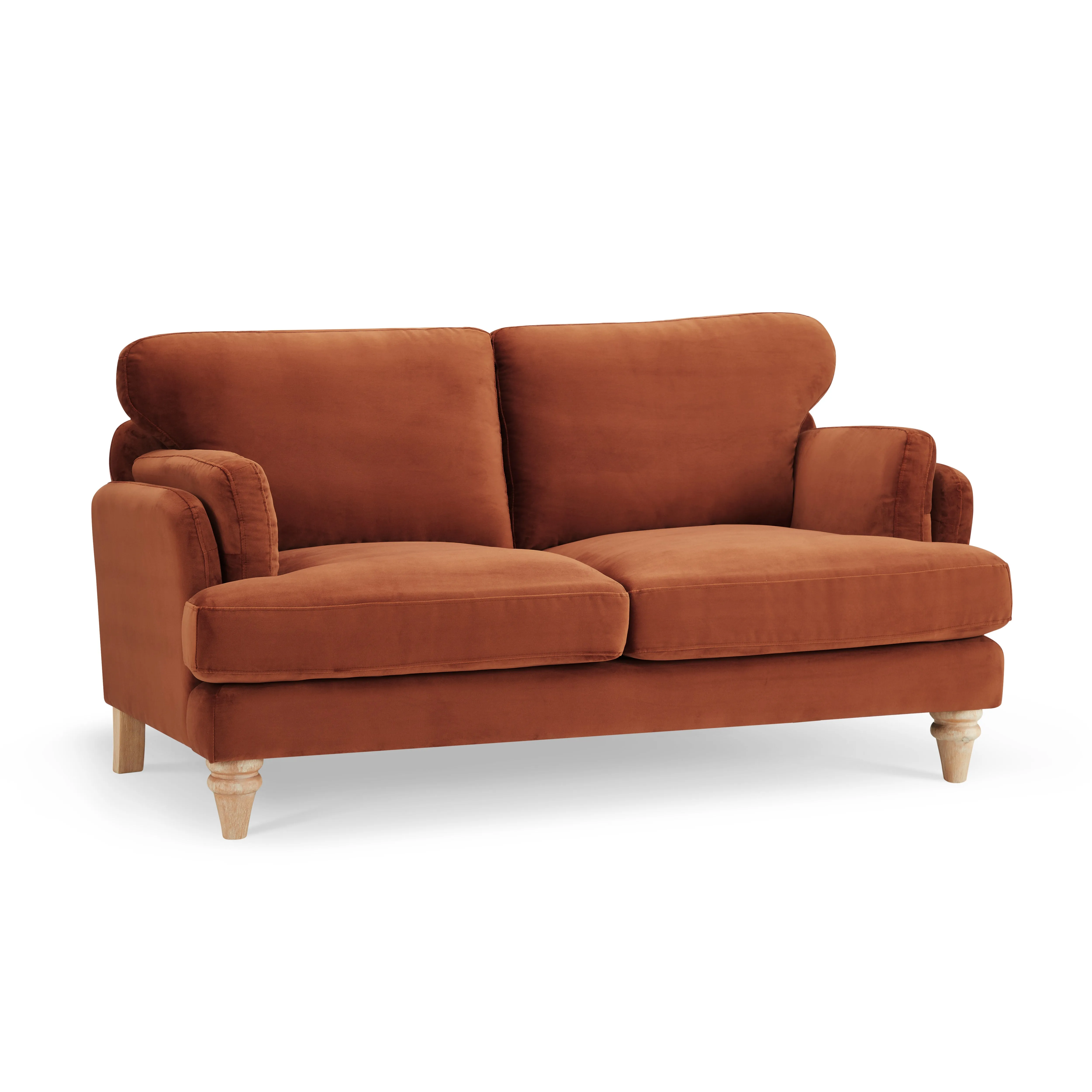 Regent 2 Seater Sofa, Luxury Burnt Orange Velvet