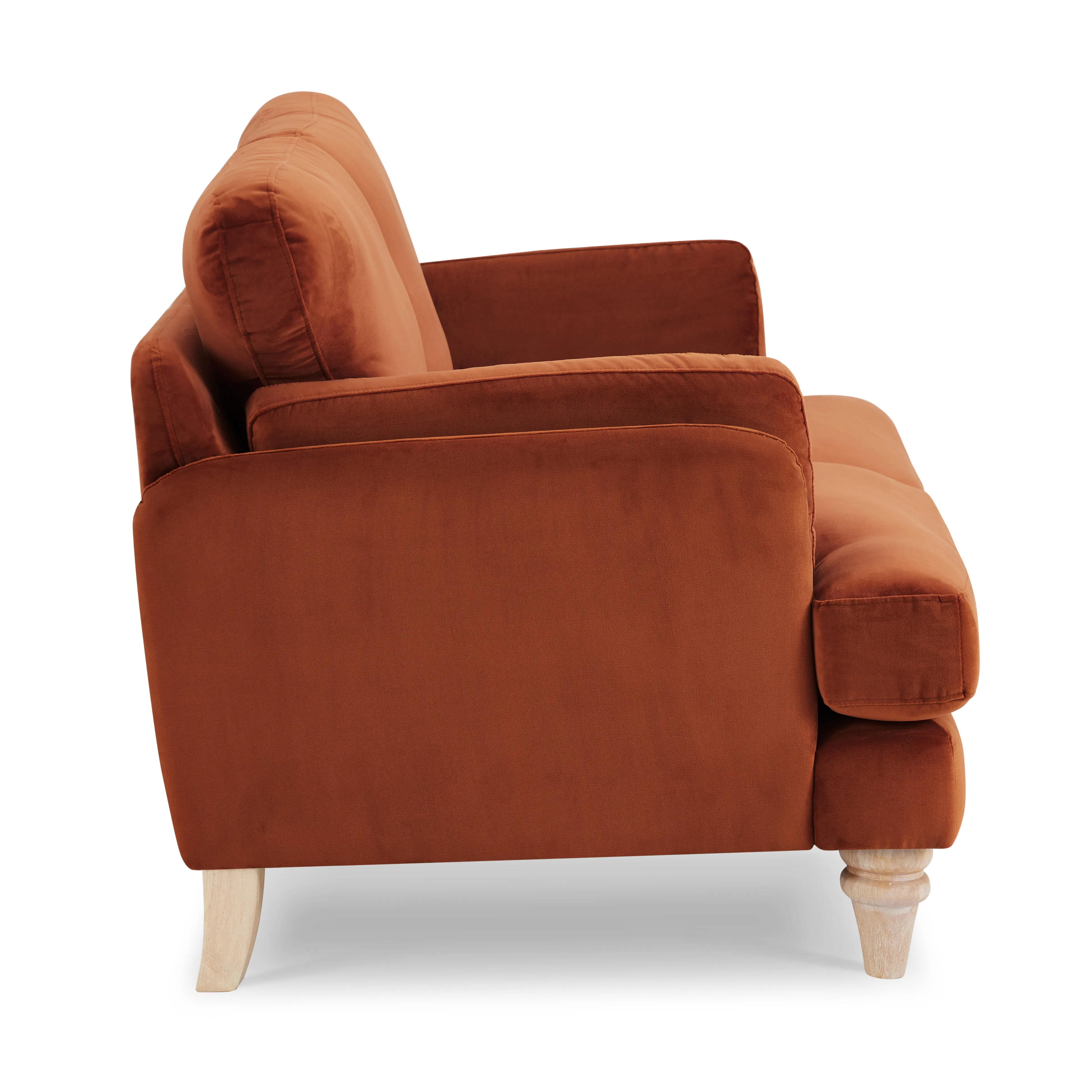 Regent 2 Seater Sofa, Luxury Burnt Orange Velvet