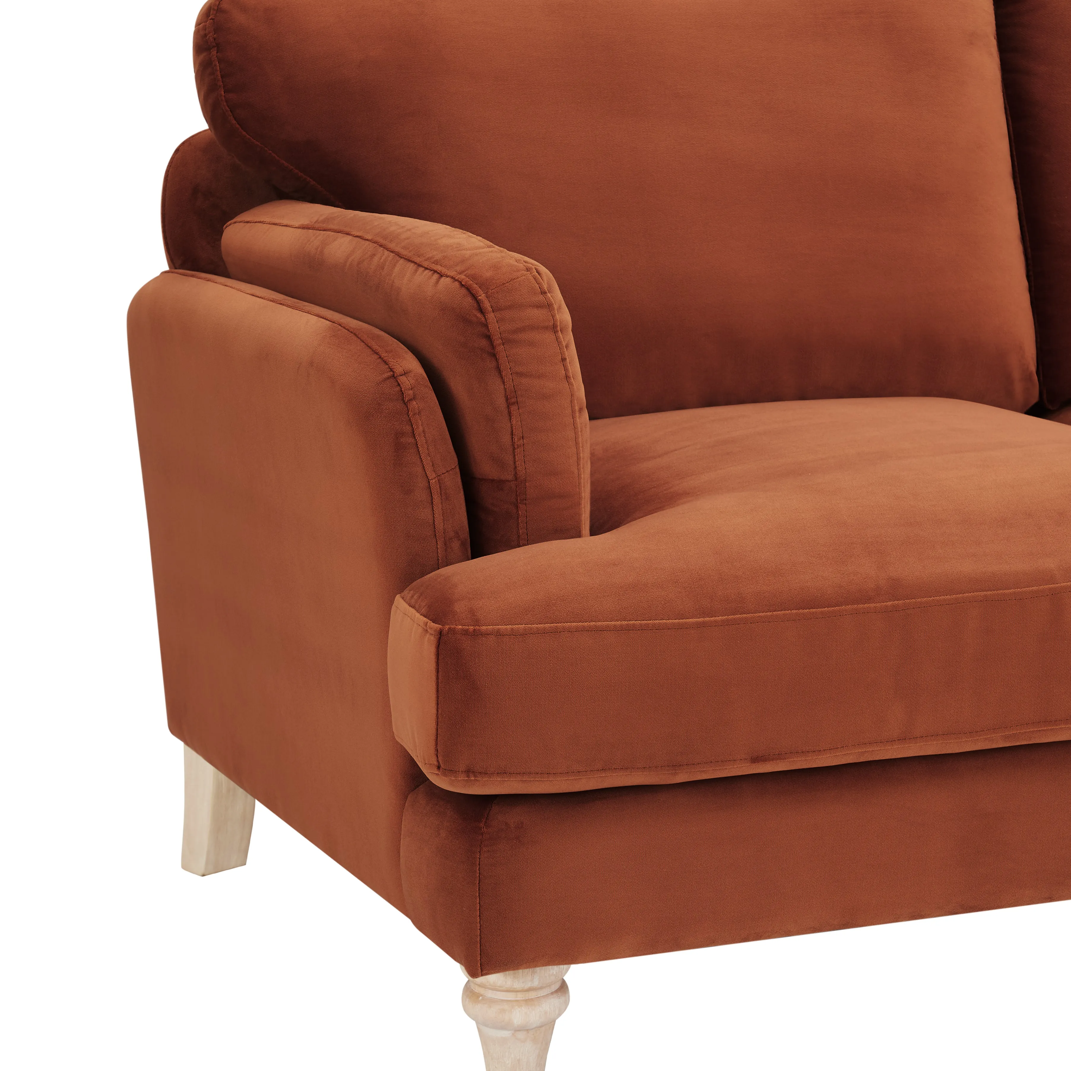 Regent 2 Seater Sofa, Luxury Burnt Orange Velvet