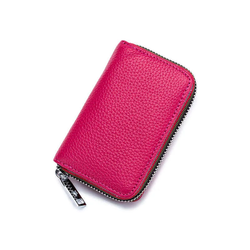 RFID Leather Card Holder | Colorful Woven Edge Design