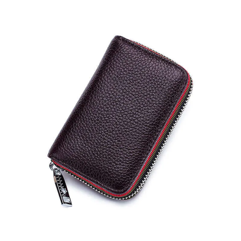 RFID Leather Card Holder | Colorful Woven Edge Design