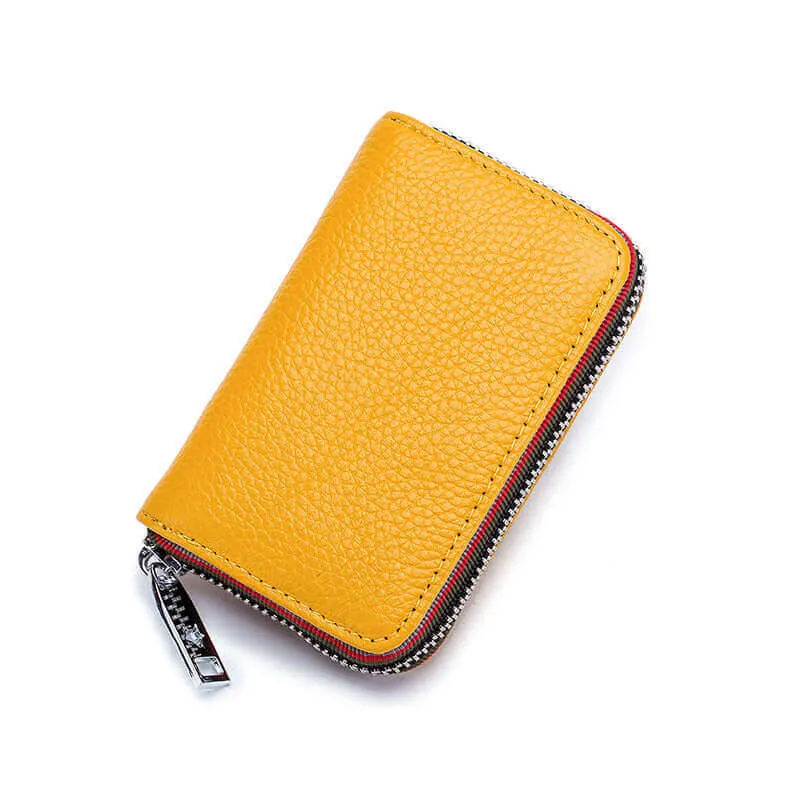 RFID Leather Card Holder | Colorful Woven Edge Design