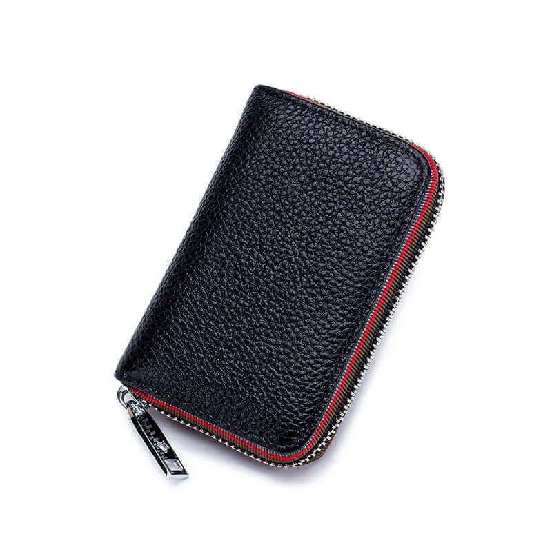 RFID Leather Card Holder | Colorful Woven Edge Design