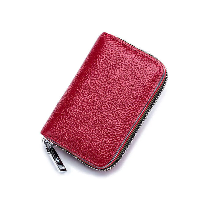 RFID Leather Card Holder | Colorful Woven Edge Design