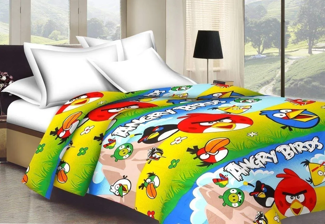 ROMAN HOMES Poly Cotton Angry Bird Fancy AC Blanket Single Bed Size Dohar for Kids (Single, Multicolor)