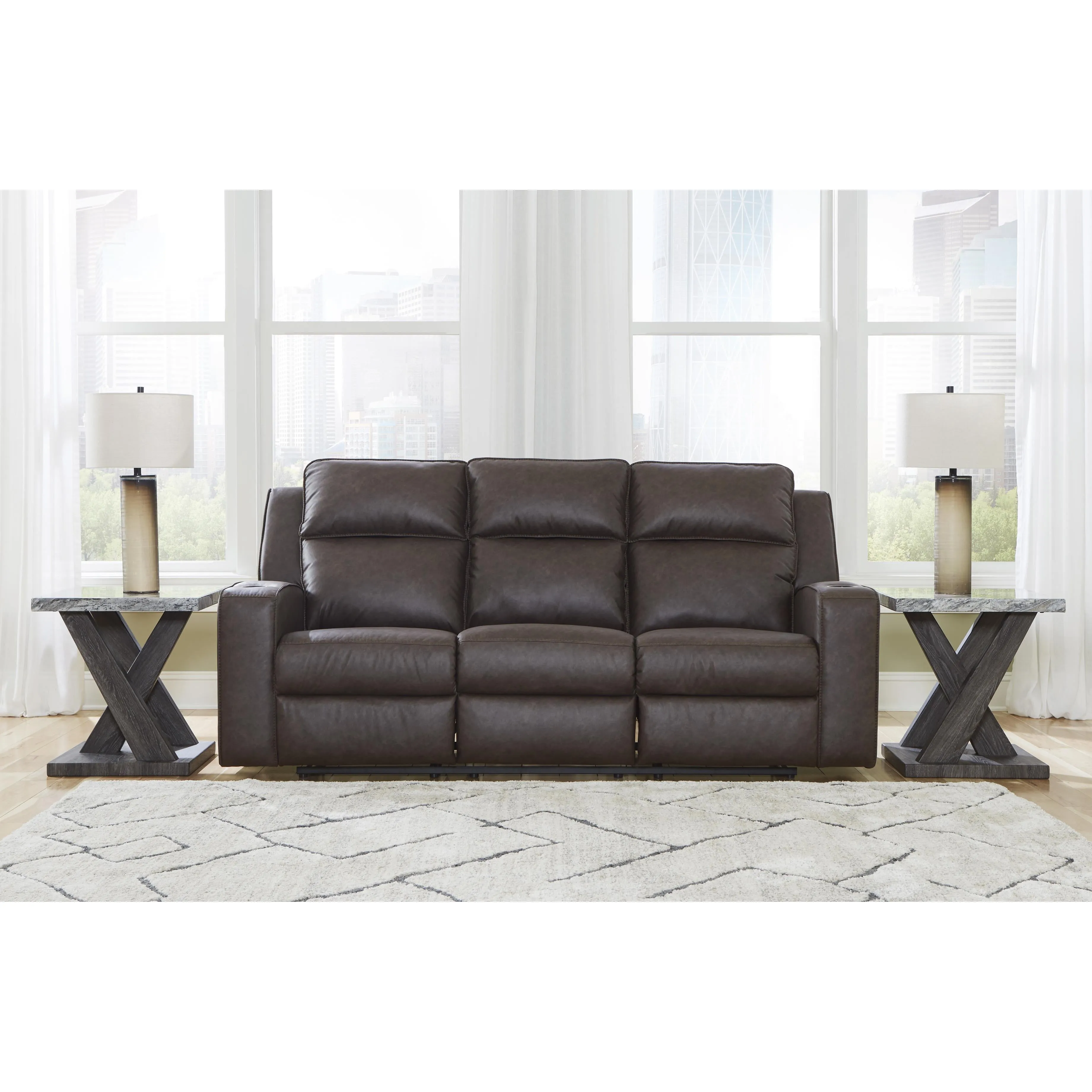 Signature Design by Ashley Lavenhorne Reclining Leather Look Sofa 6330689