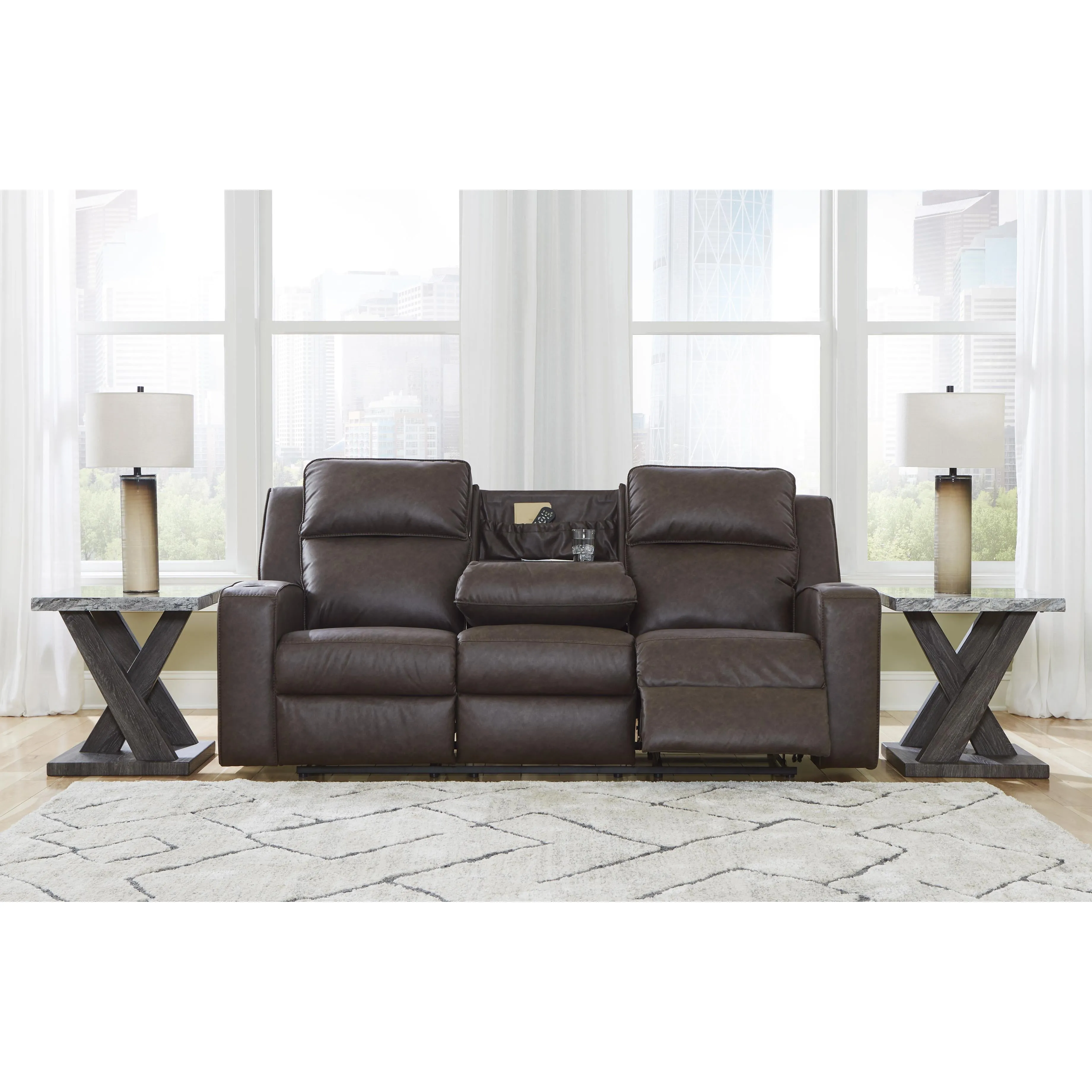 Signature Design by Ashley Lavenhorne Reclining Leather Look Sofa 6330689