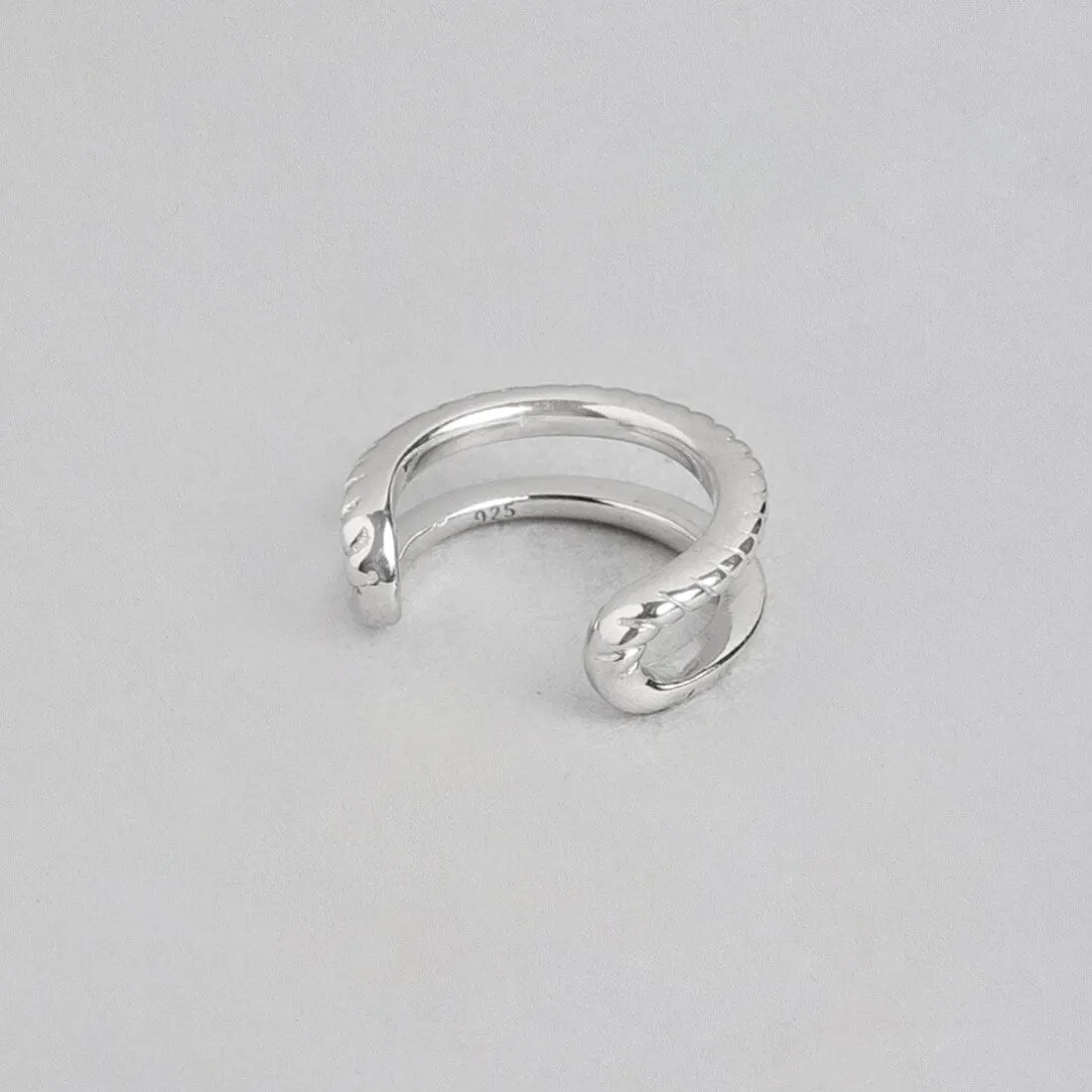 Sleek and Chic Rhodium Plated 925 Sterling Silver Earcuff