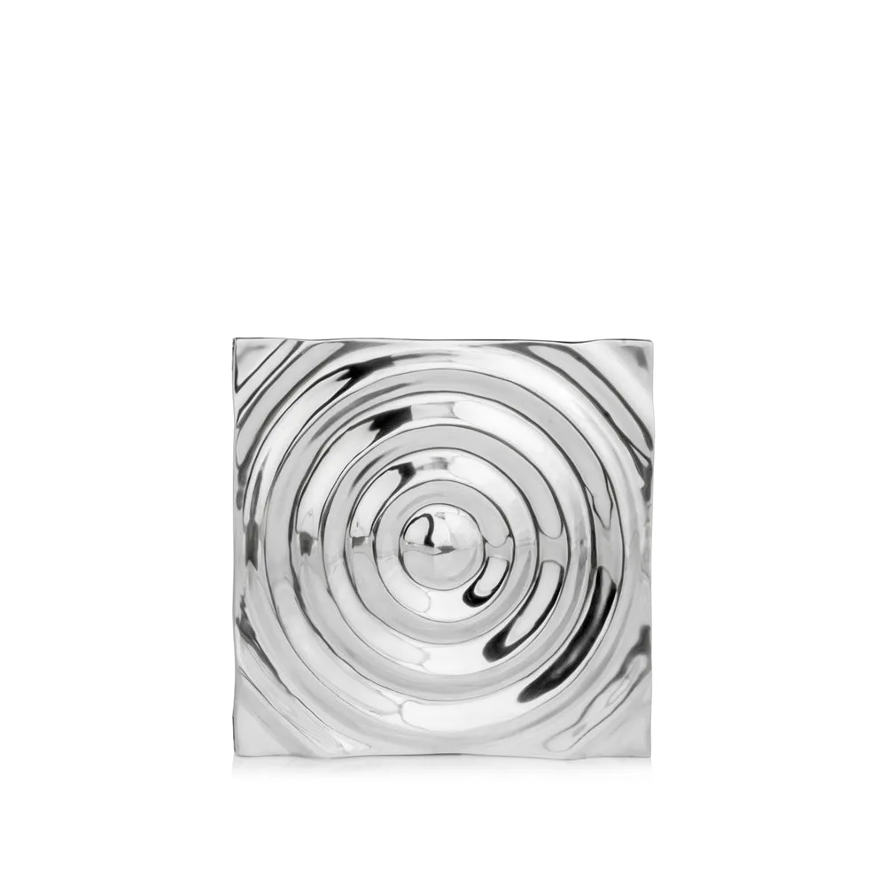 SM Onda Small Rippled Tile, Rain, Water, Wall Art, Aluminum, Silver, Sculpture, Bedroom, Living Room, Office, Home, Accents, Décor, 12" x 1.5" x 12"