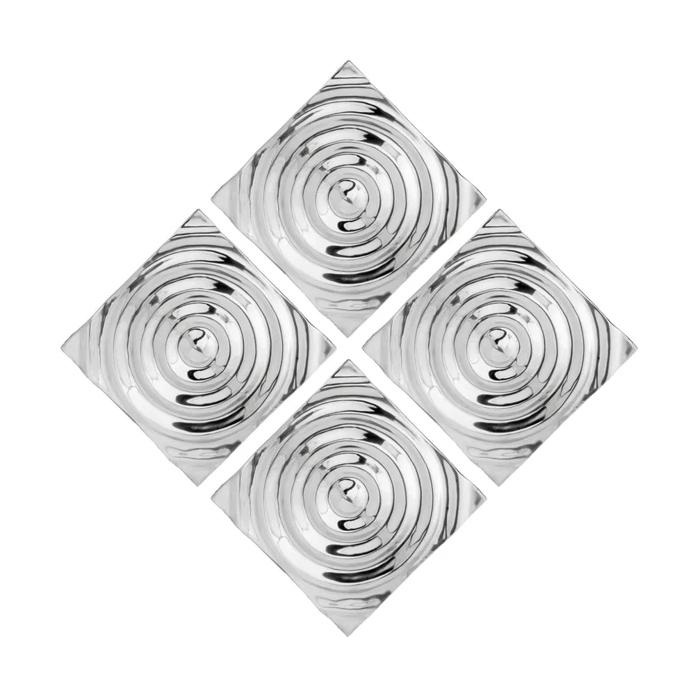 SM Onda Small Rippled Tile, Rain, Water, Wall Art, Aluminum, Silver, Sculpture, Bedroom, Living Room, Office, Home, Accents, Décor, 12" x 1.5" x 12"