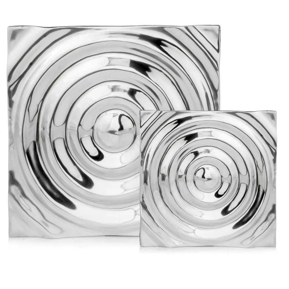 SM Onda Small Rippled Tile, Rain, Water, Wall Art, Aluminum, Silver, Sculpture, Bedroom, Living Room, Office, Home, Accents, Décor, 12" x 1.5" x 12"