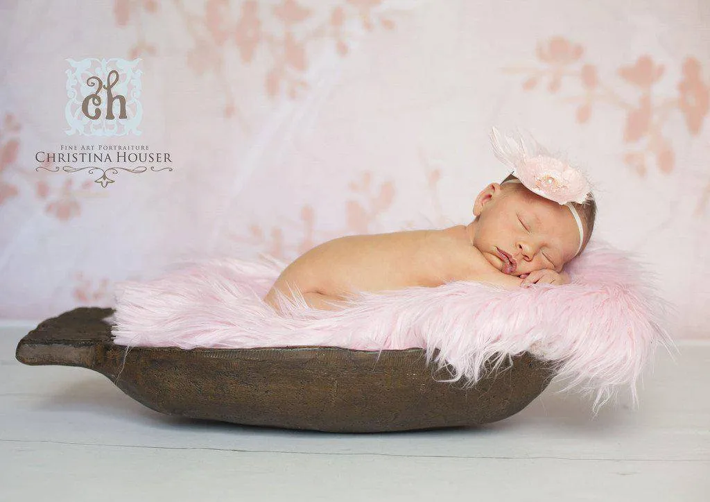 Soft Pink Mongolian Fur Photography Prop Rug Newborn Baby Toddler