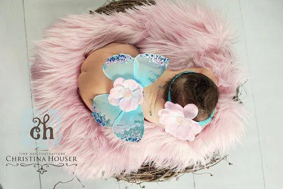 Soft Pink Mongolian Fur Photography Prop Rug Newborn Baby Toddler