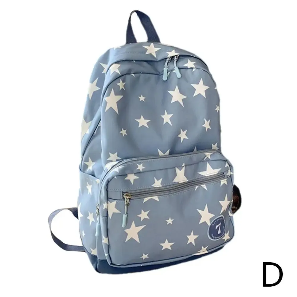 Sohiwoo White Star Printed Solid Backpack Bookbag Student Back To School Casual Fashion Nylon Travel  Women's Large Backpacks