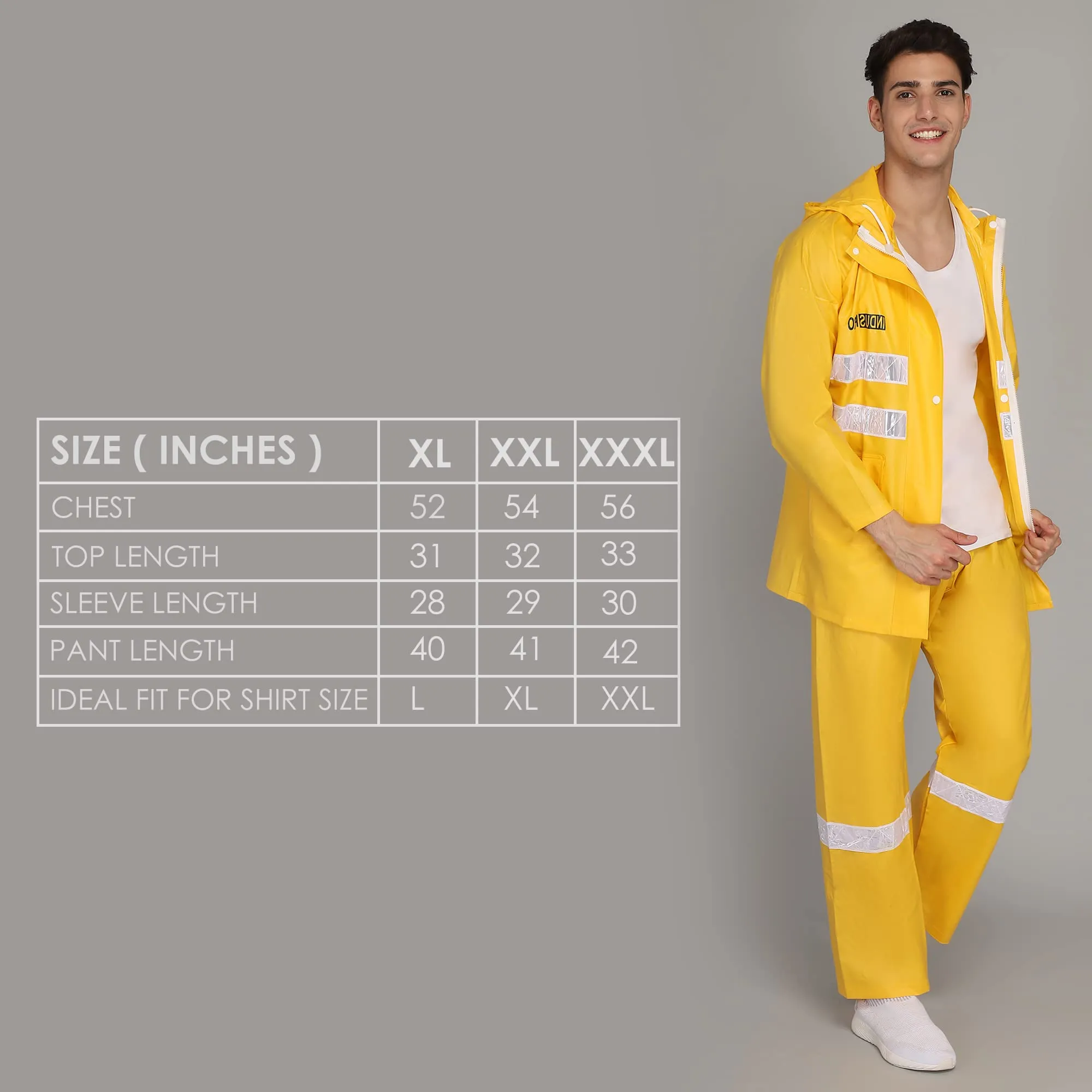 THE CLOWNFISH Polyester Rain Coat For Men Waterproof For Bike With Hood Raincoat For Men. Set Of Top And Bottom Packed In A Storage Bag (Yellow, X-Large)