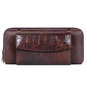 THE CLOWNFISH Radiance Series Womens Ladies Wallet Purse with front snap flap mobile pocket (Dark Brown)