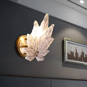 Traditional LED Wall Sconce with Maple Glass Shade for Living Room