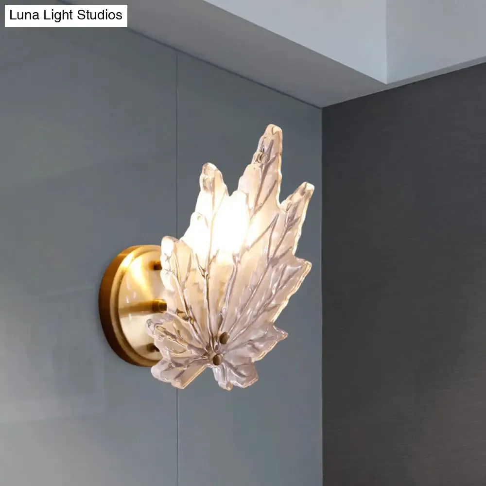 Traditional LED Wall Sconce with Maple Glass Shade for Living Room