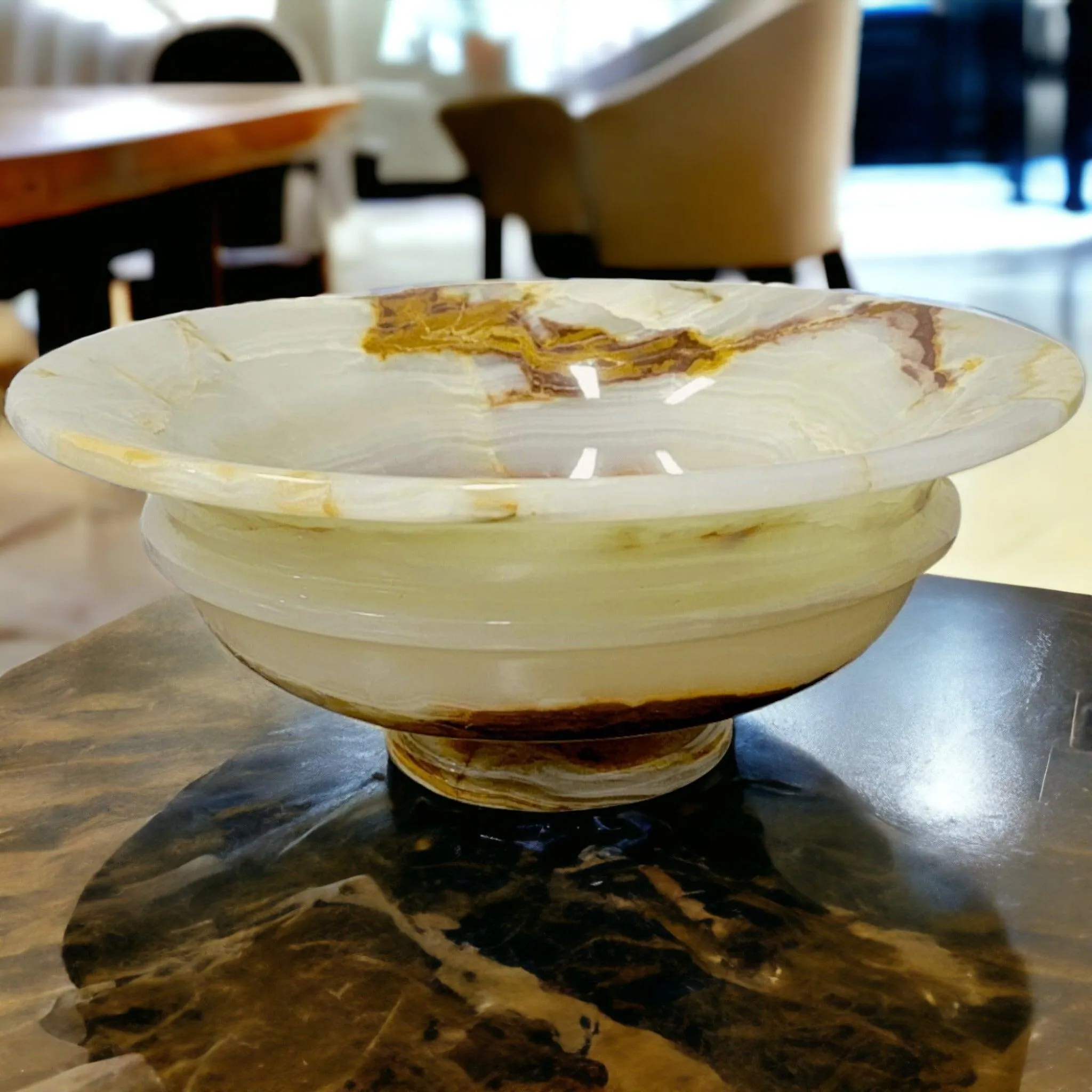 White Onyx 9-inch Modern Fruit Bowl