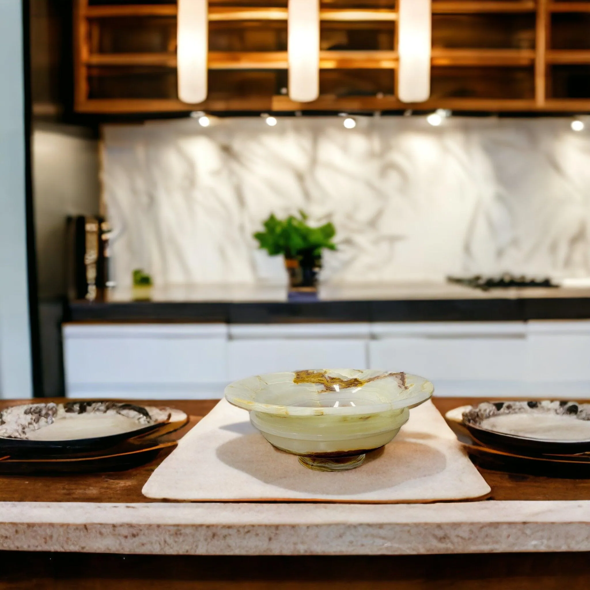 White Onyx 9-inch Modern Fruit Bowl