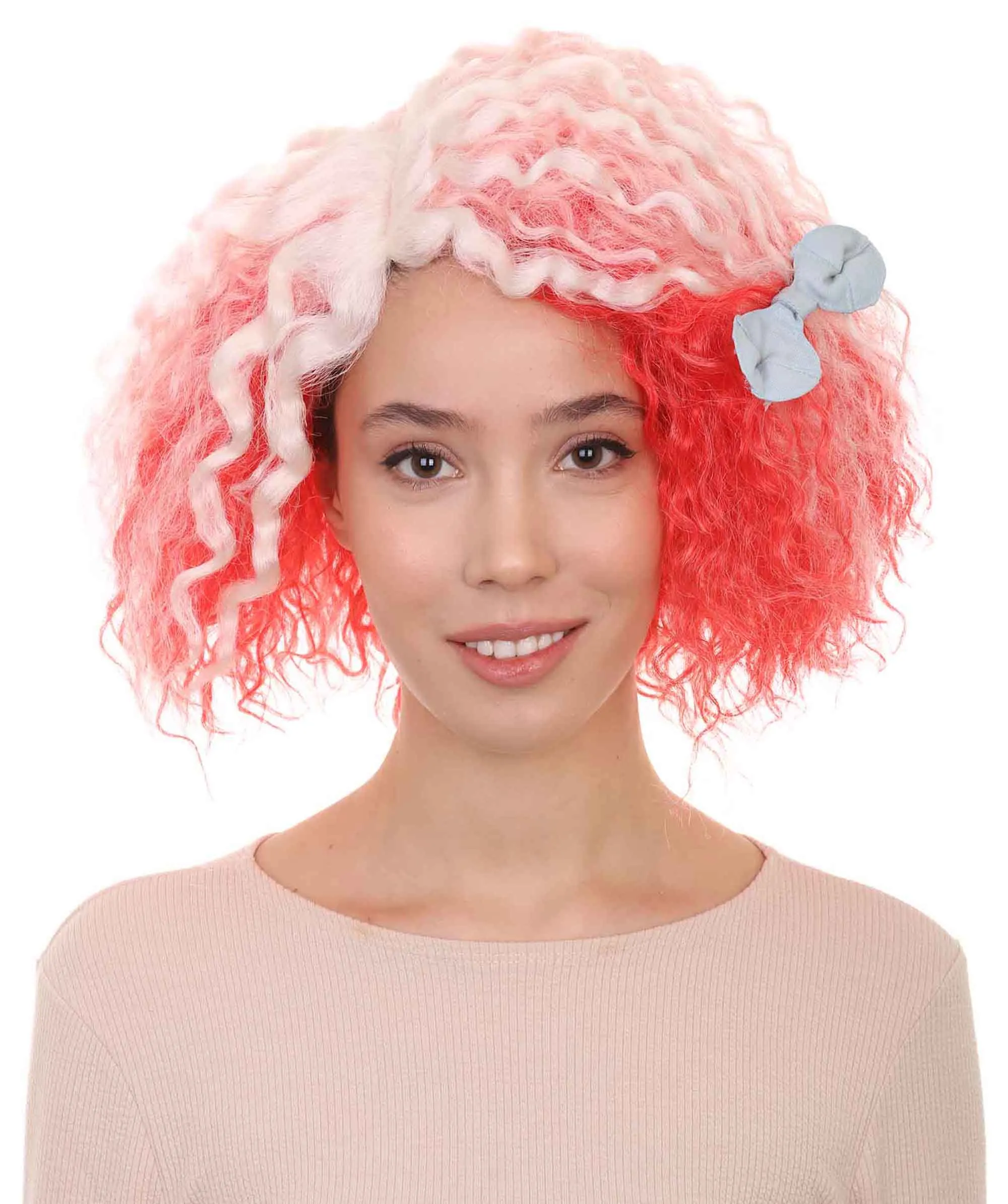 Womens Pink White Ombre Doll Curly Wig | Ombre Fashion Wigs | Premium Breathable Capless Cap