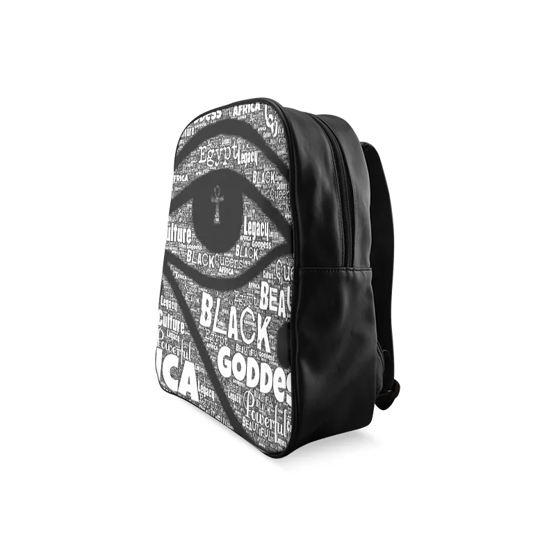 Worded Eye of Horus Leather Bookbag